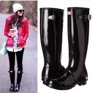 Hunter Original Tall Gloss Rain Boots Black Onyx